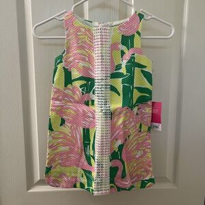 Lilly Pulitzer for Target Flamingo Fan Dance Shift Dress Girls Size XS 4-5 NWT